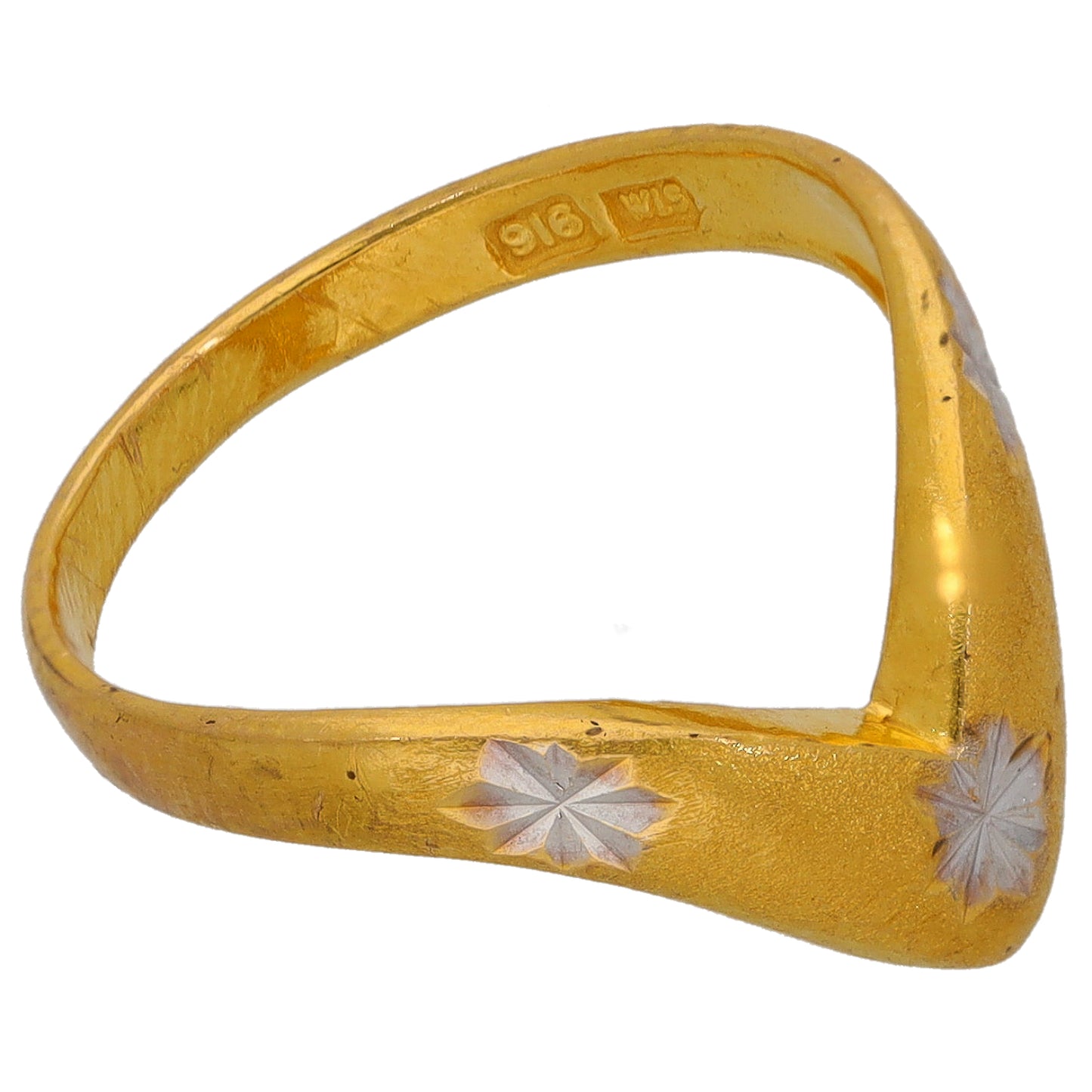 22ct Bi-Colour Gold Wishbone Ring Size L