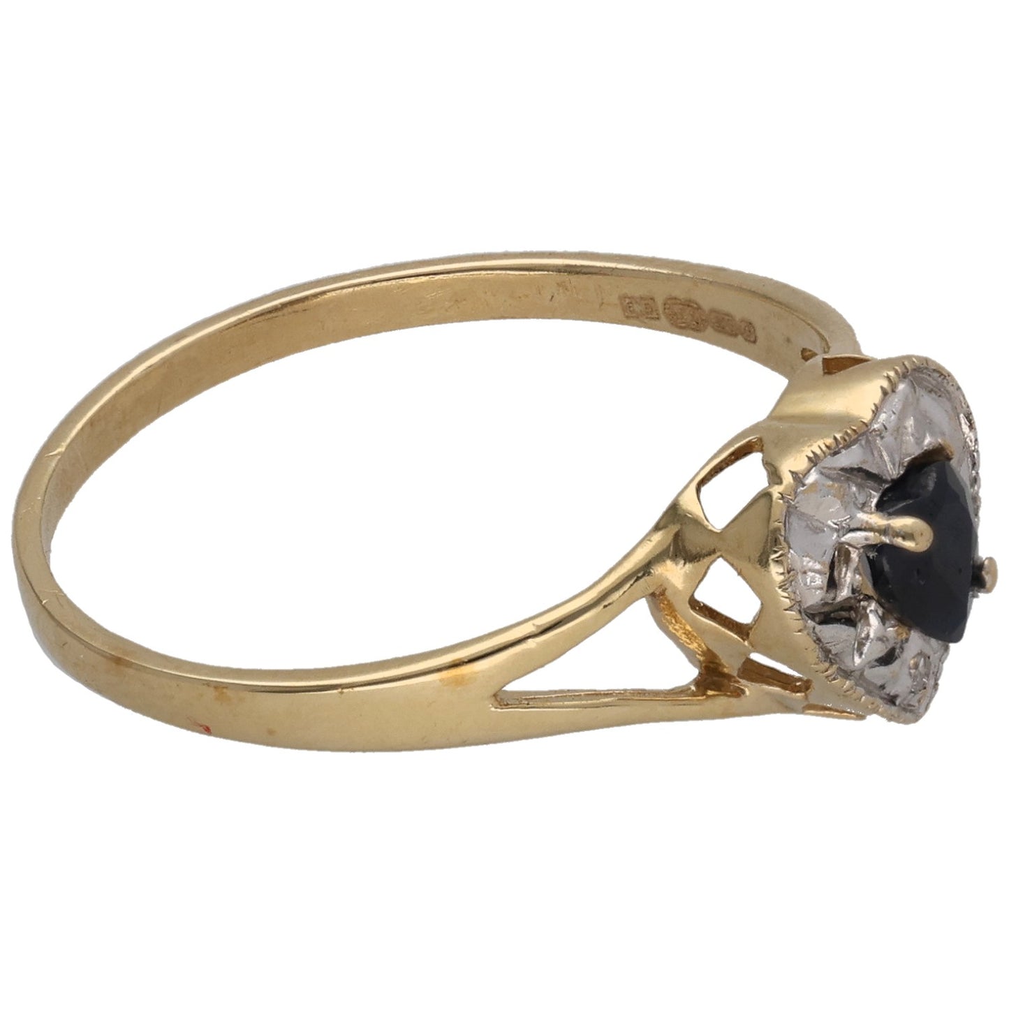 9ct Gold Sapphire & 0.01ct Diamond Dress/Cocktail Ring Size Q