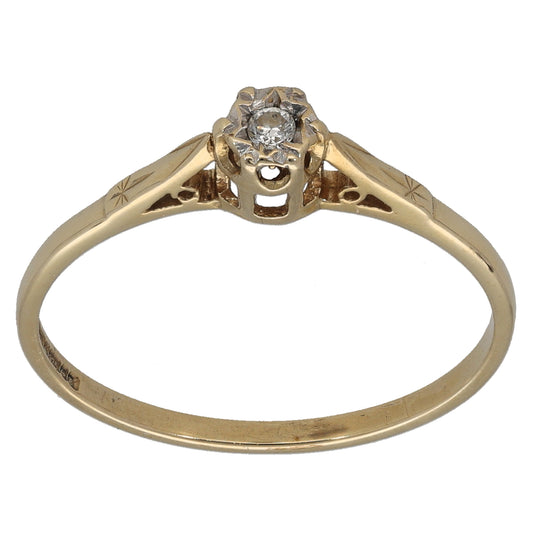 9ct Gold 0.05ct Diamond Solitaire Ring Size V