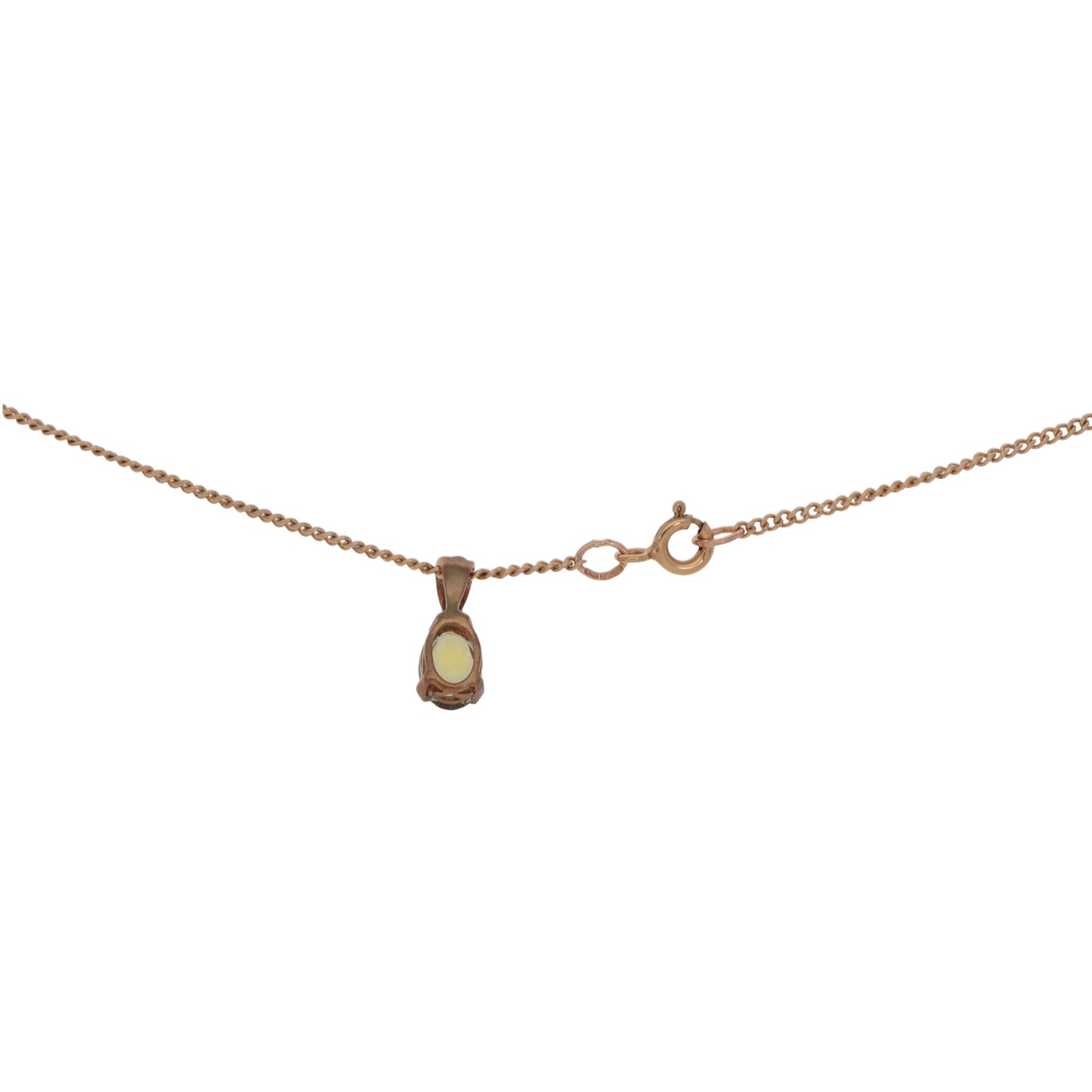 9ct Rose Gold Tourmaline Single Stone Pendant With Chain