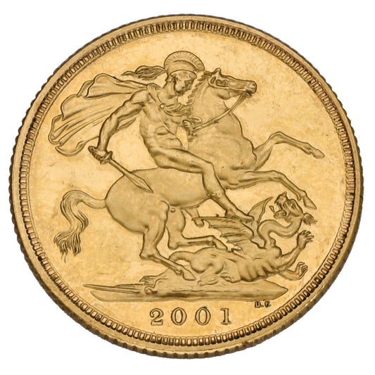22ct Gold Queen Elizabeth II Full Sovereign Coin 2001
