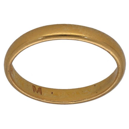 22ct Gold Plain Wedding Ring Size O
