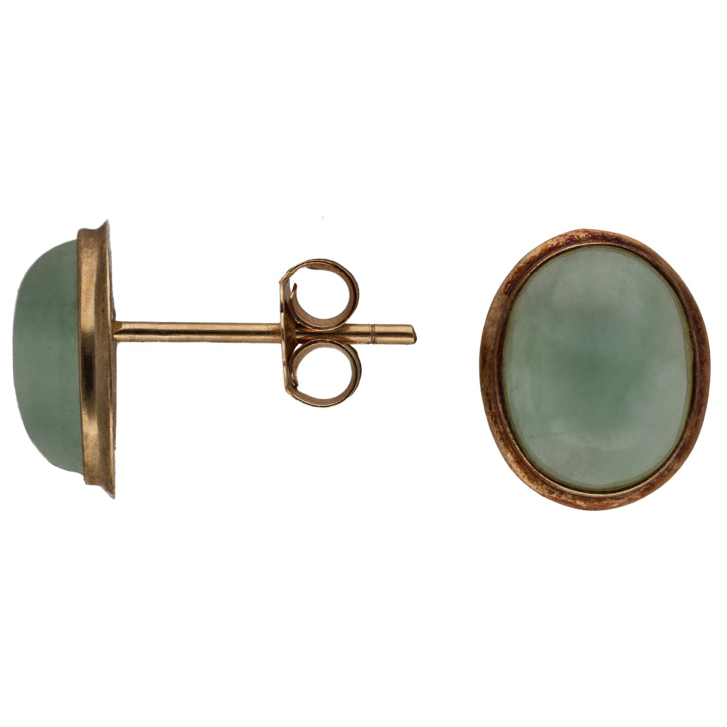 9ct Gold Jade Solitaire Stud Earrings