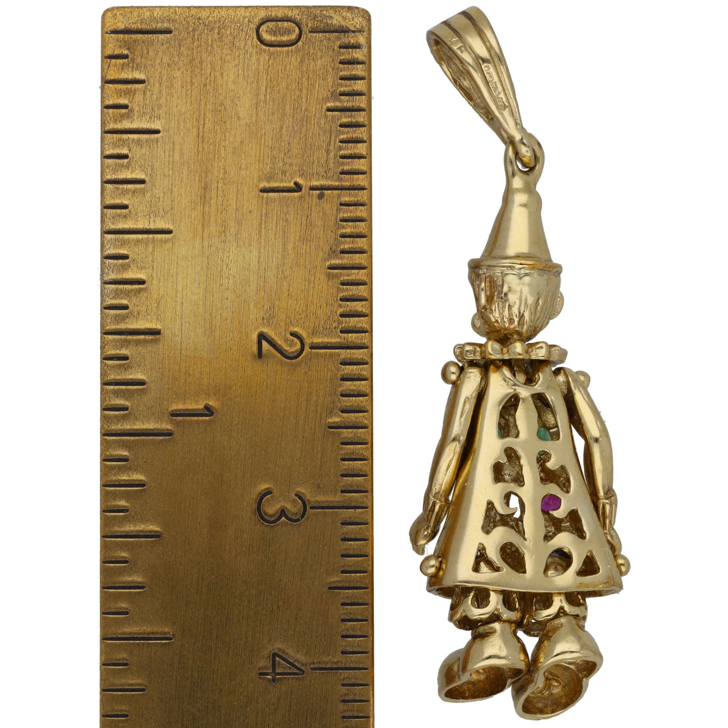 9ct Gold Emerald, Ruby, Sapphire Clown Pendant
