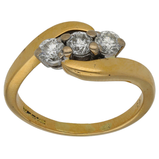 18ct Gold 0.63ct Diamond Trilogy Ring Size N