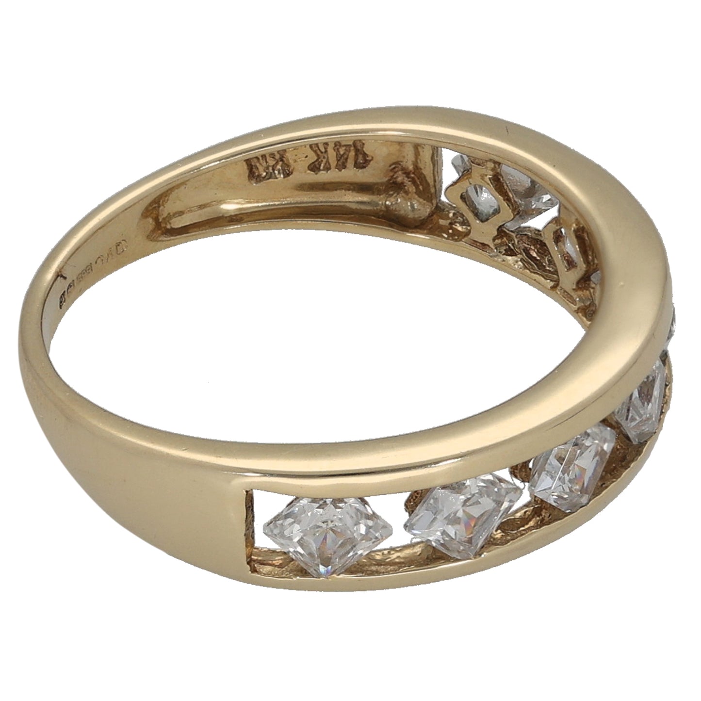 14ct Gold Cubic Zirconia Half Eternity Ring Size K