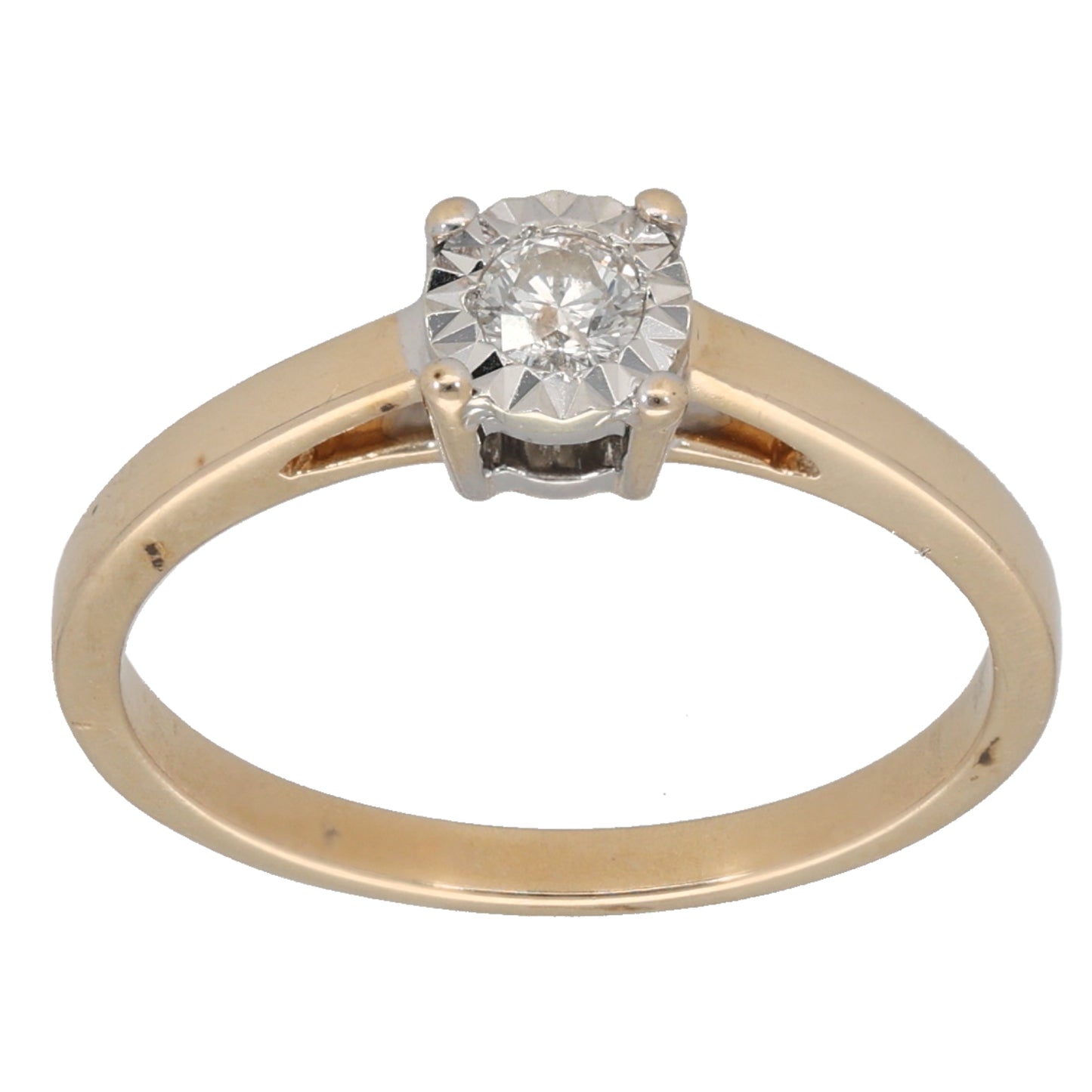 9ct Gold 0.15ct Diamond Solitaire Ring Size L