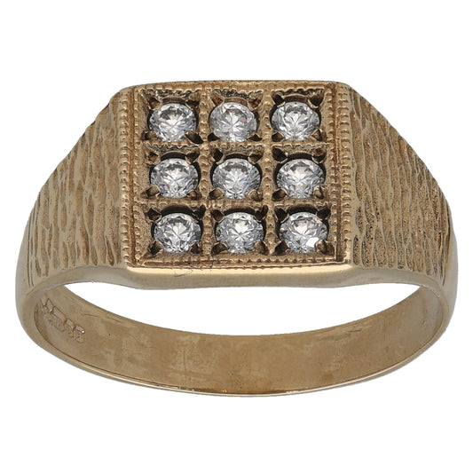 9ct Gold Cubic Zirconia Signet Ring Size T
