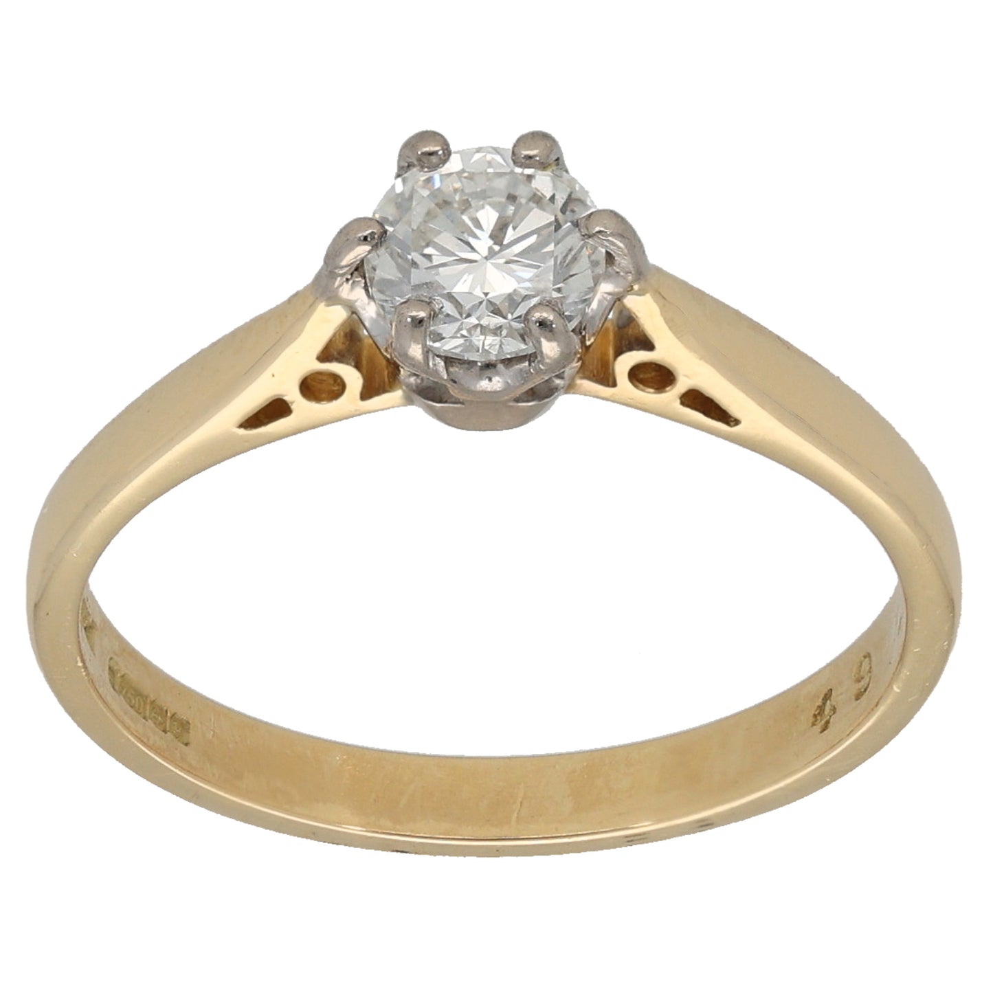 9ct Gold 0.49ct Diamond Solitaire Ring Size M