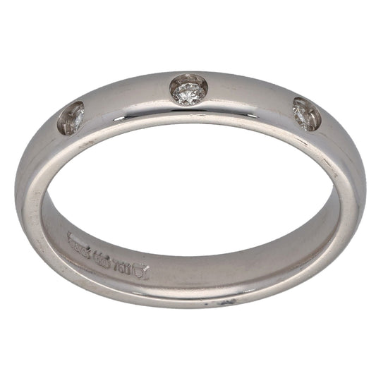 18ct White Gold 0.12ct Diamond Trilogy Ring Size K