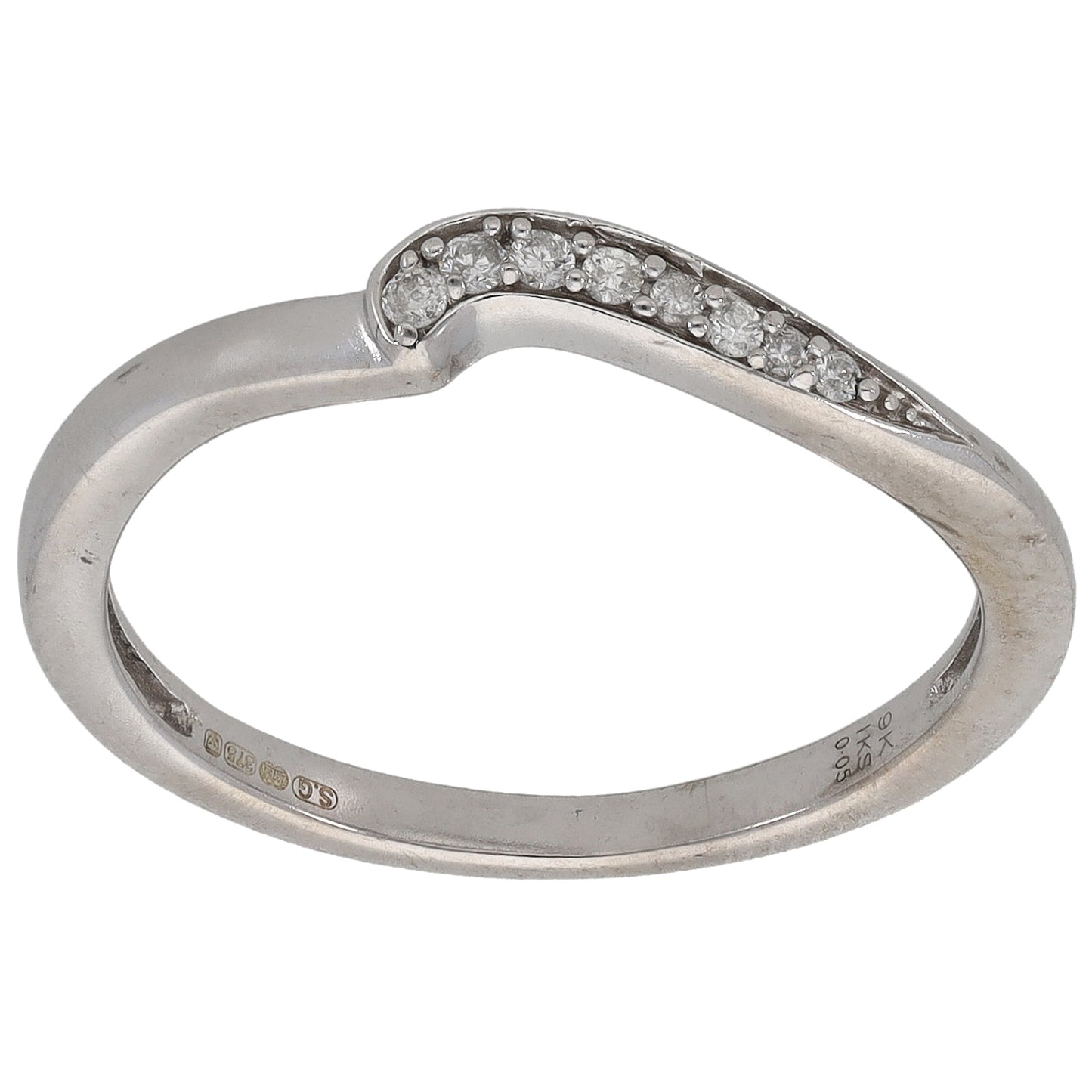 9ct White Gold 0.08ct Diamond Dress/Cocktail Ring Size O