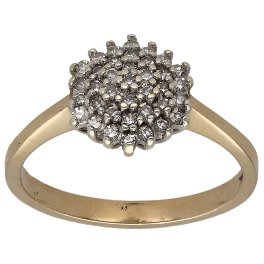 9ct Gold 0.185ct Diamond Cluster Ring Size M