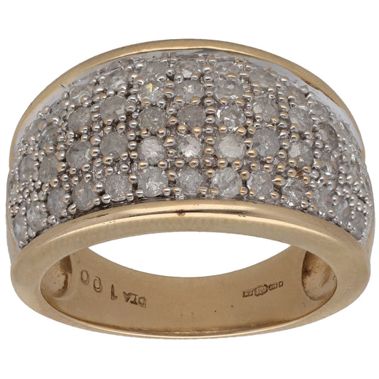 9ct Gold 1.00ct Diamond Dress/Cocktail Ring Size K