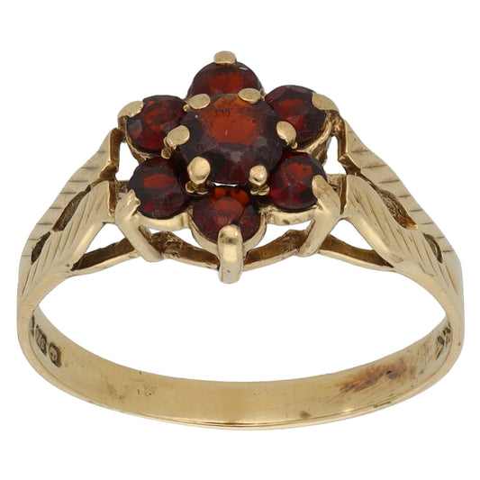 9ct Gold Garnet Dress/Cocktail Ring Size O