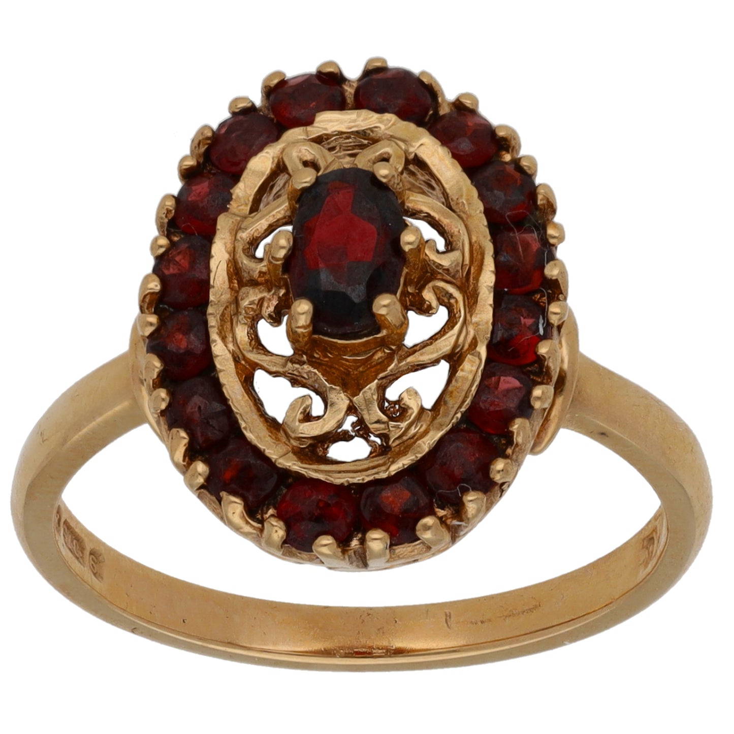 9ct Gold Garnet Dress/Cocktail Ring Size M