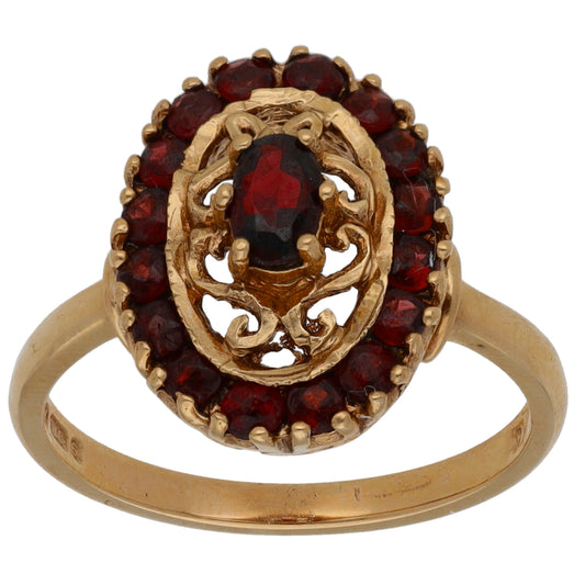9ct Gold Garnet Dress/Cocktail Ring Size M