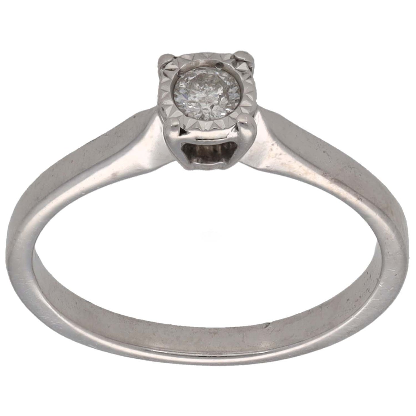 9ct White Gold 0.15ct Diamond Solitaire Ring Size K