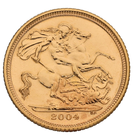 22ct Gold Queen Elizabeth II Half Sovereign Coin 2004