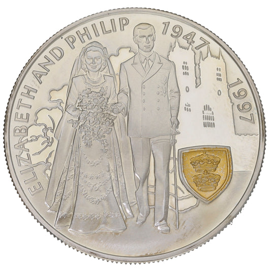 Sterling Silver Elizabeth & Phillip 50th Wedding Anniversary 5 Pounds Coin 1997