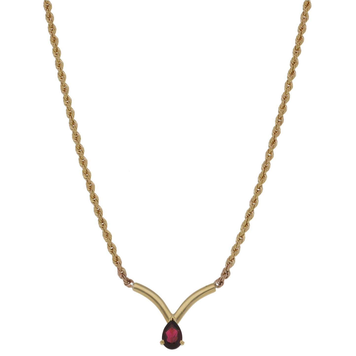 9ct Gold Garnet Fancy Necklace 18"