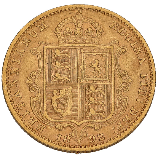 22ct Gold Queen Victoria Half Sovereign Coin 1892