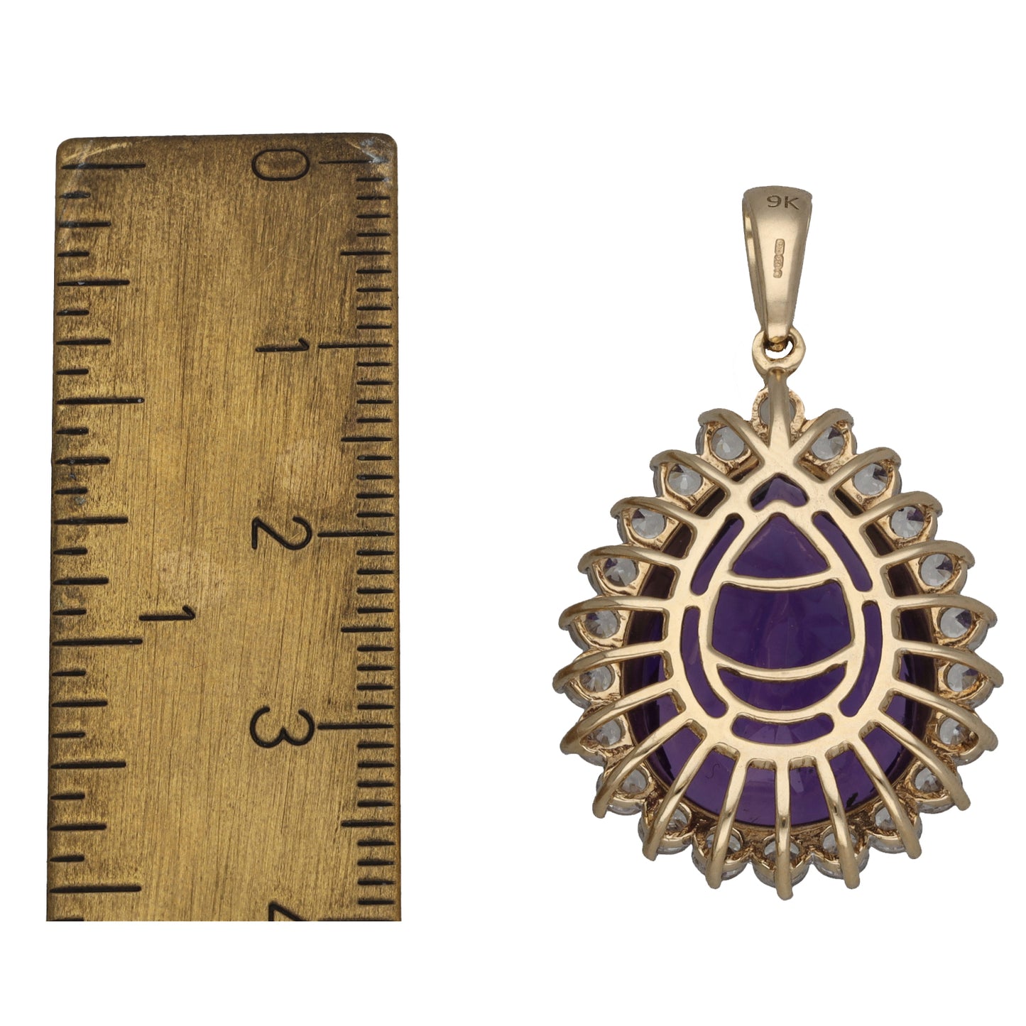 9ct Gold Amethyst & Cubic Zirconia Dress/Cocktail Pendant