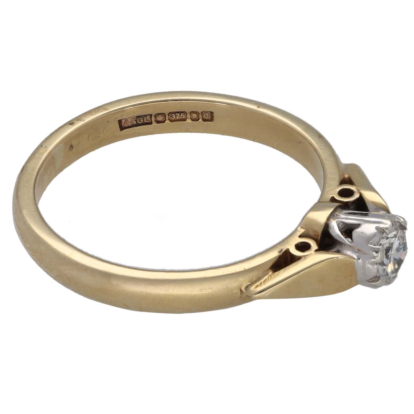 9ct Gold 0.15ct Diamond Solitaire Ring Size L