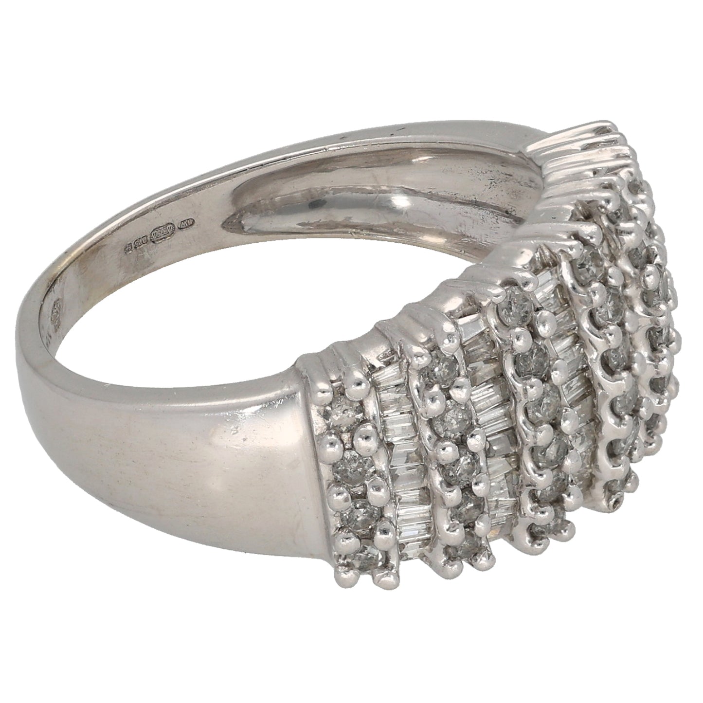 9ct White Gold 1.43ct Diamond Dress/Cocktail Ring Size P