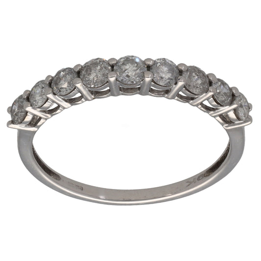 9ct White Gold 0.90ct Diamond Half Eternity Ring Size T