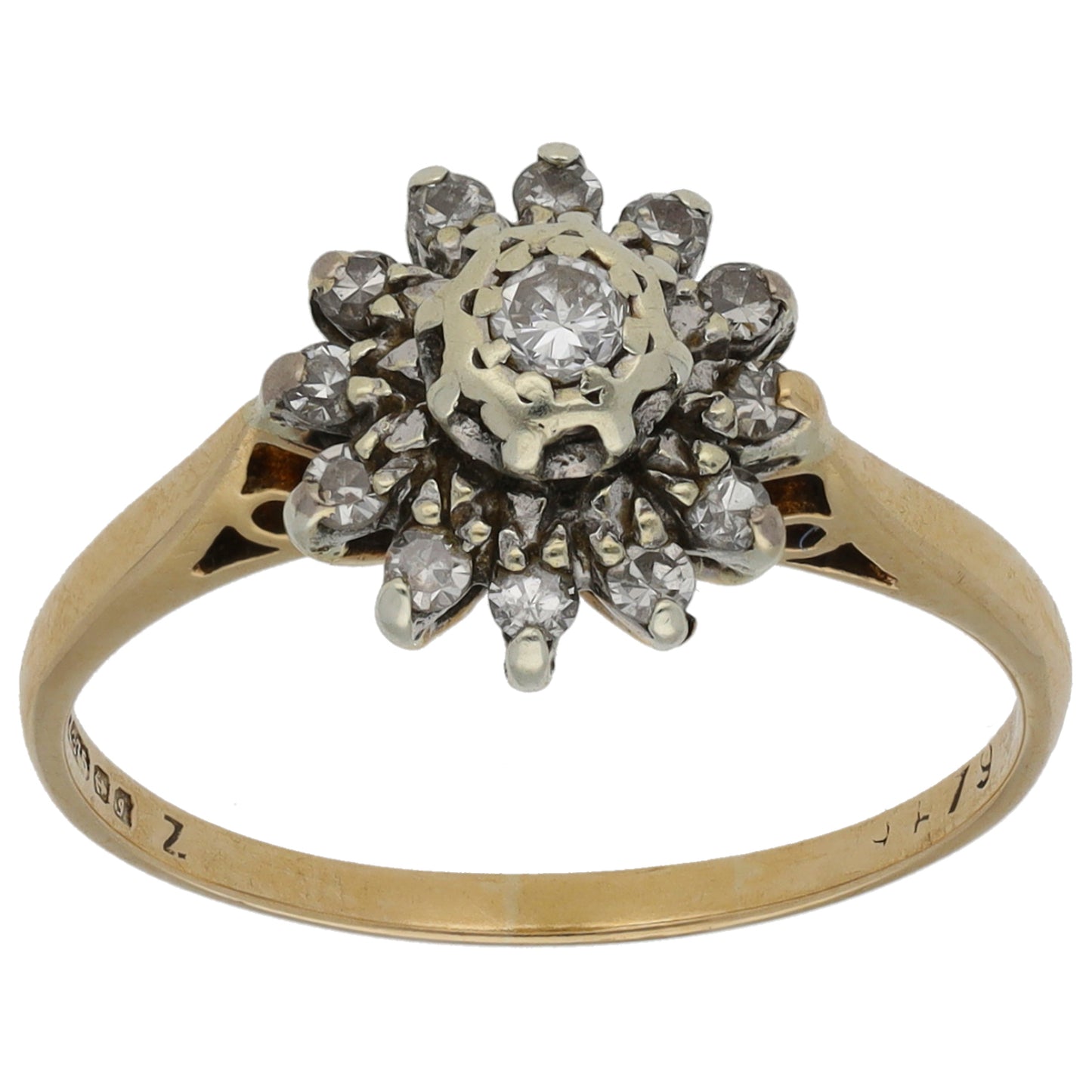 9ct Gold 0.17ct Diamond Cluster Ring Size P