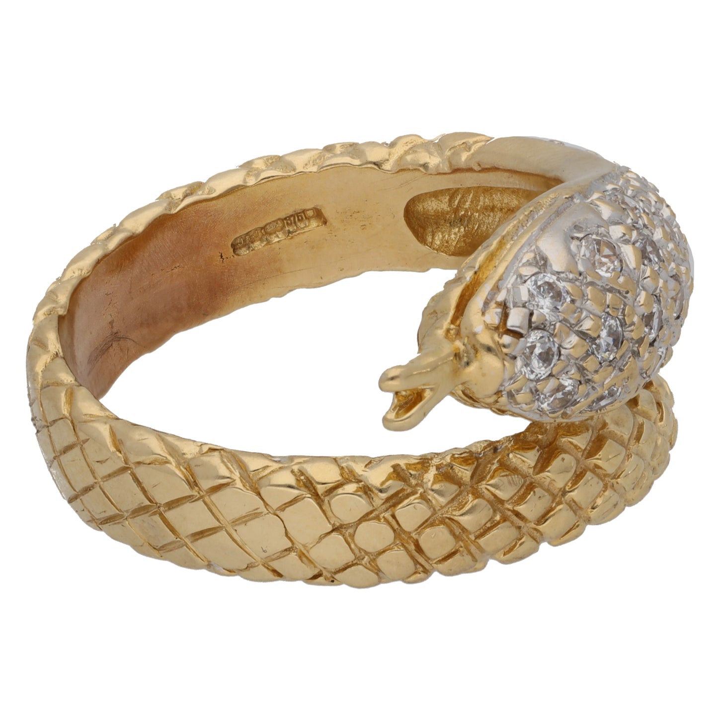 9ct Gold Cubic Zirconia Snake Ring Size X