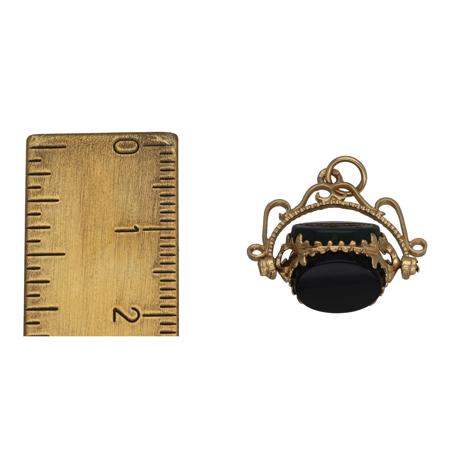 9ct Gold Bloodstone, Carnelian & Onyx Fob Pendant