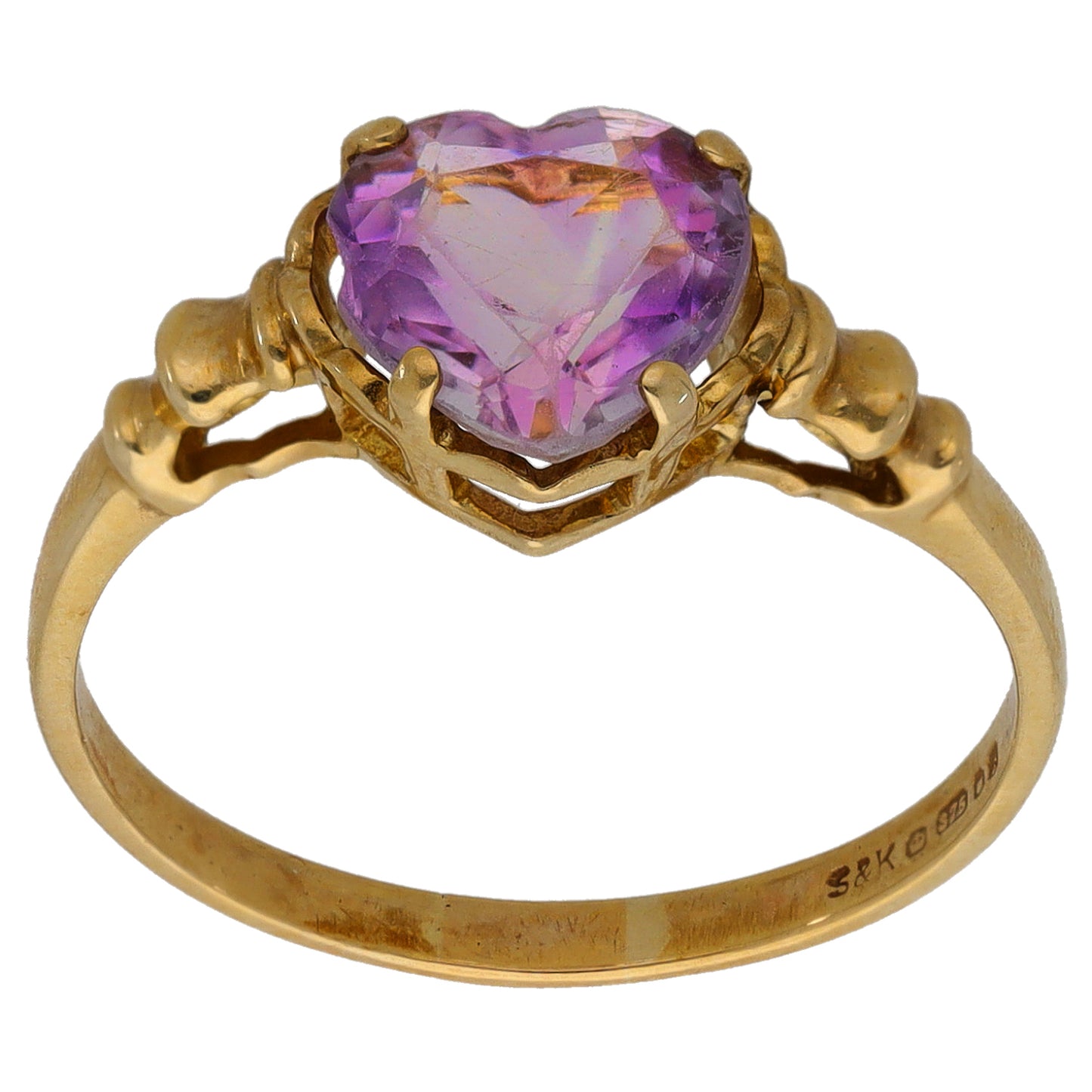 9ct Gold Amethyst Single Stone Ring Size P