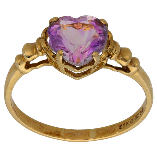 9ct Gold Amethyst Single Stone Ring Size P