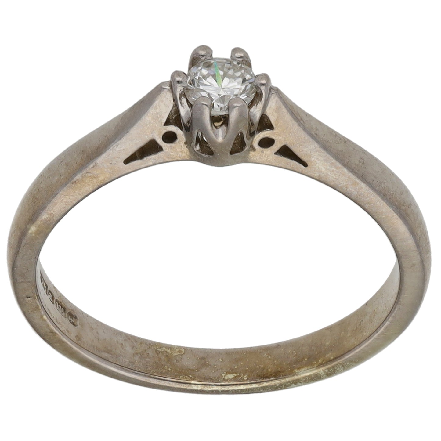 9ct White Gold 0.15ct Diamond Solitaire Ring Size L