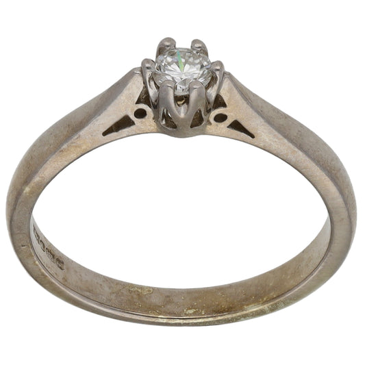 9ct White Gold 0.15ct Diamond Solitaire Ring Size L