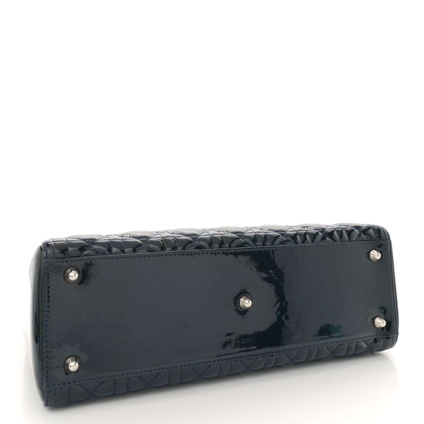 Christian Dior Patent Cannage Tote Bag - Navy Blue