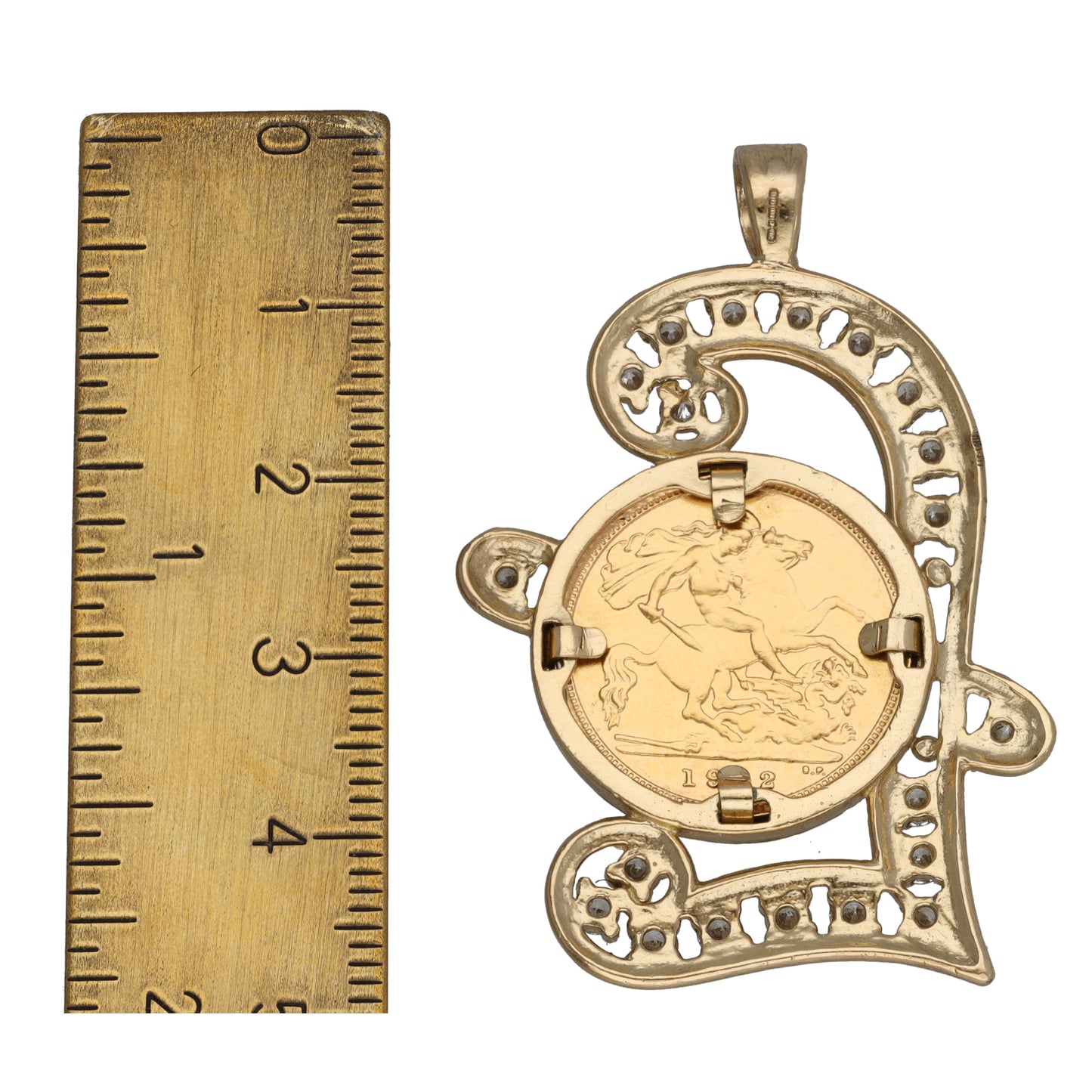 9ct Gold Cubic Zirconia Coin Pendant
