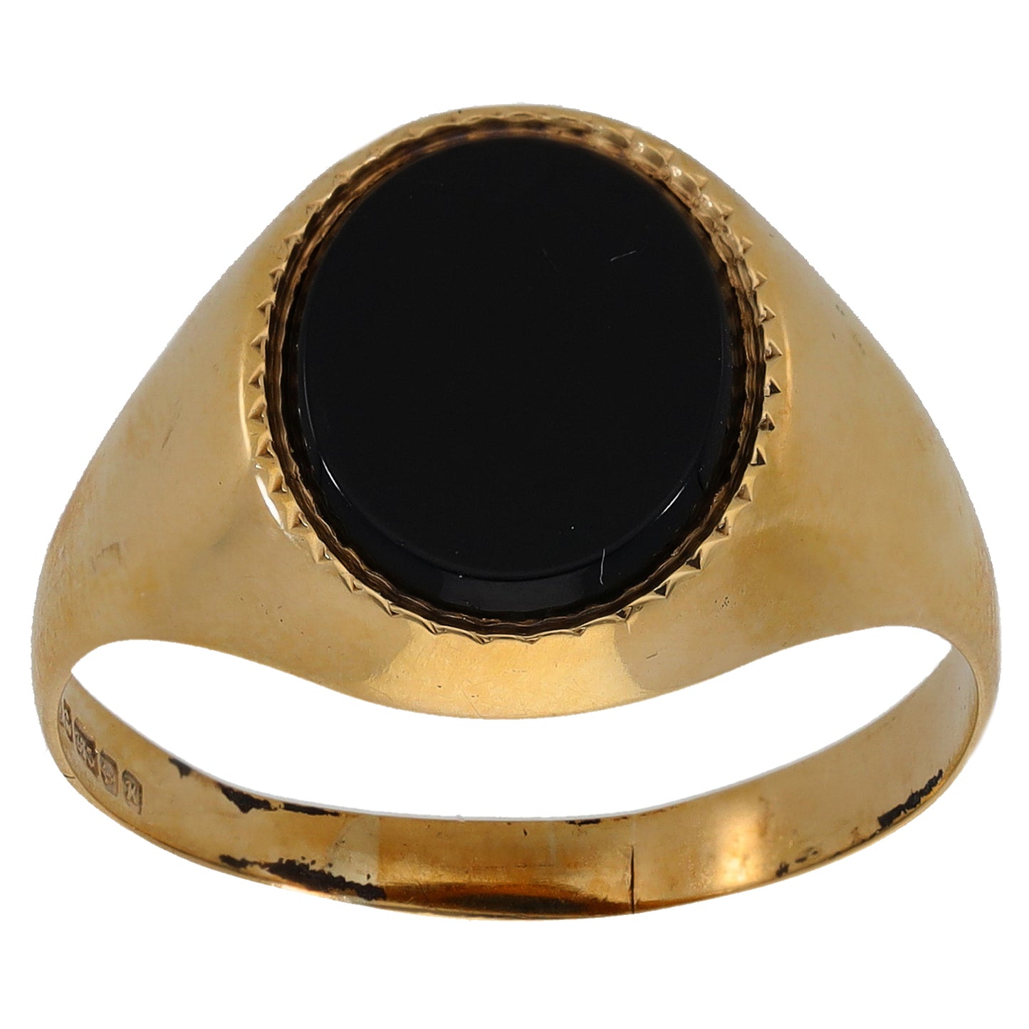 9ct Gold Onyx Single Stone Signet Ring Size V