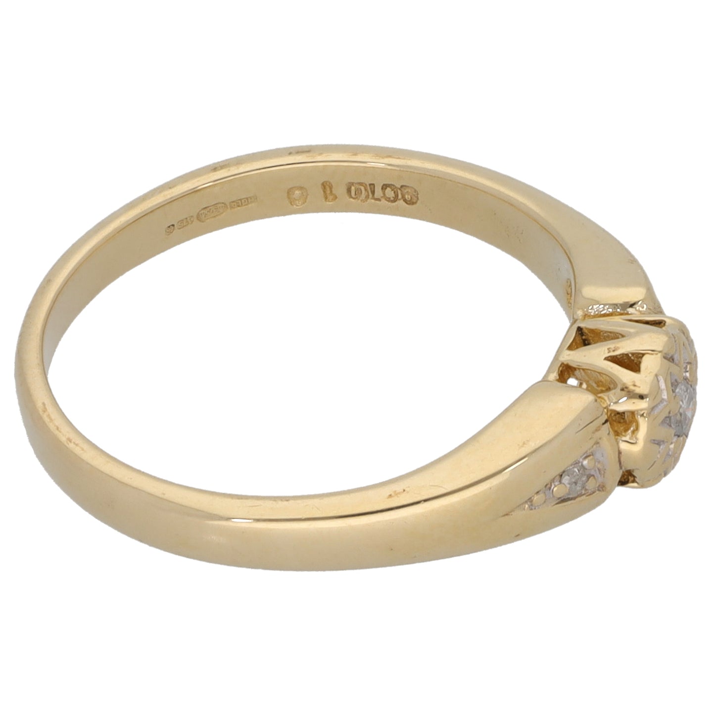 9ct Gold 0.05ct Diamond Three Stone Ring Size M