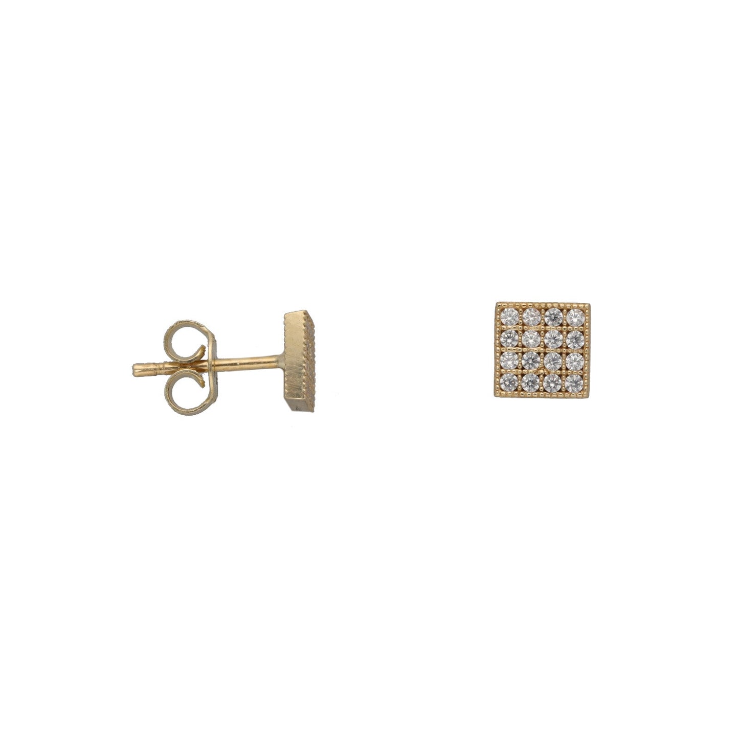 9ct Gold Cubic Zirconia Square Stud Earrings