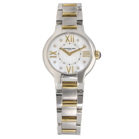 Raymond Weil Noemia 5927 Bi-colour metal wristwatch with white dial, Roman numerals, and gold-tone accents