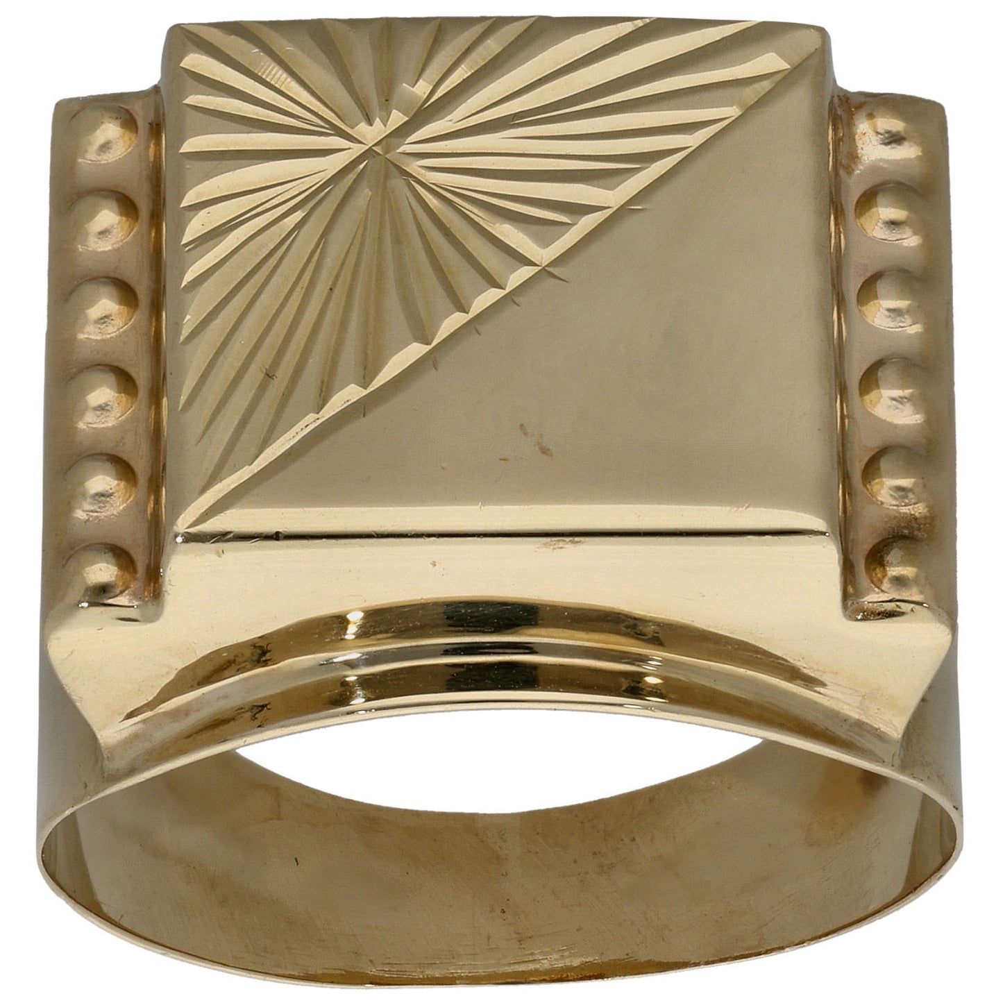 14ct Gold Patterned Signet Ring Size X