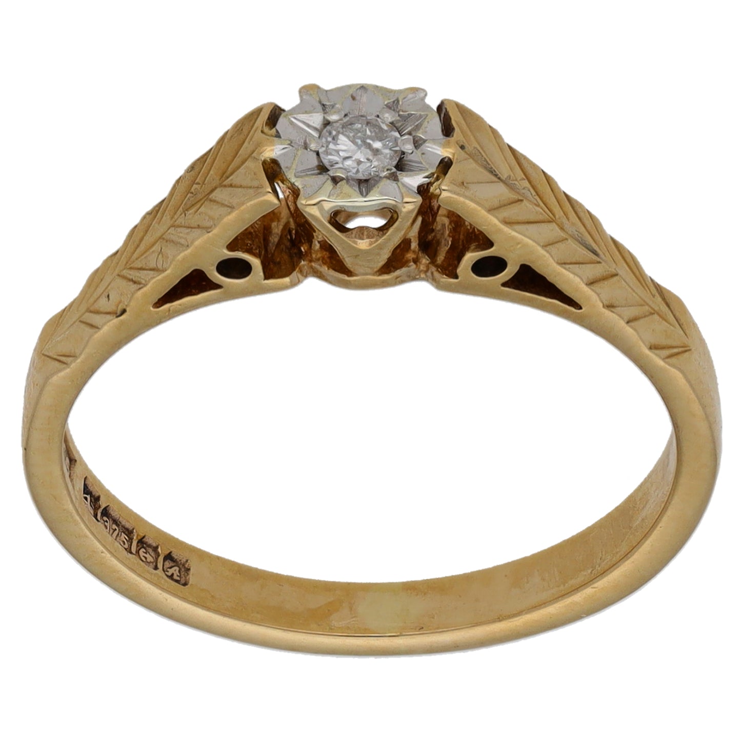 9ct Gold 0.04ct Diamond Solitaire Ring Size L