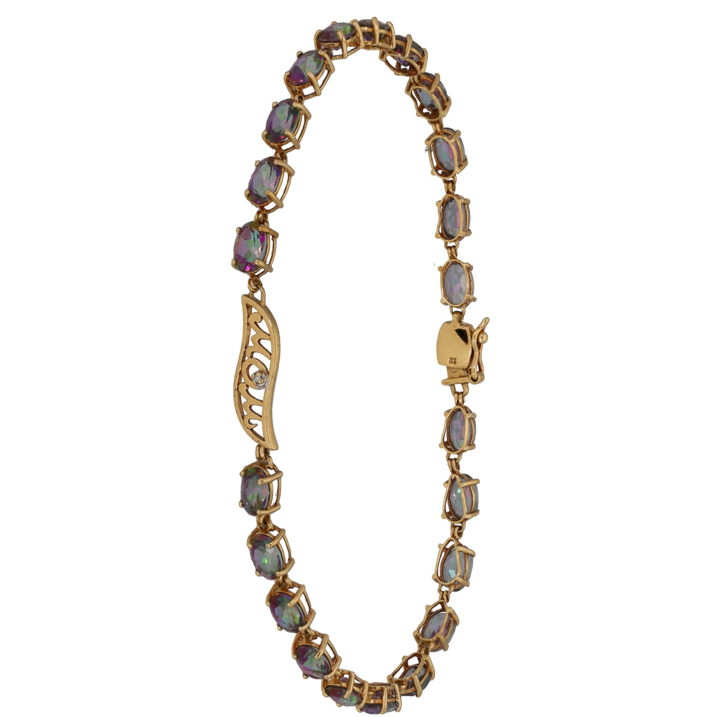 9ct Gold Coated Topaz & 0.005ct Diamond Mum Bracelet