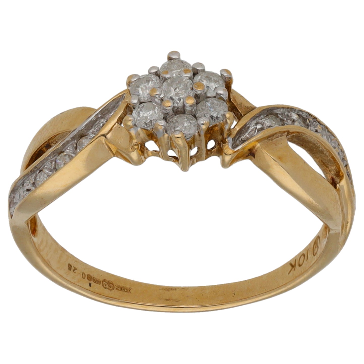 9ct Gold 0.25ct Diamond Cluster Ring Size N