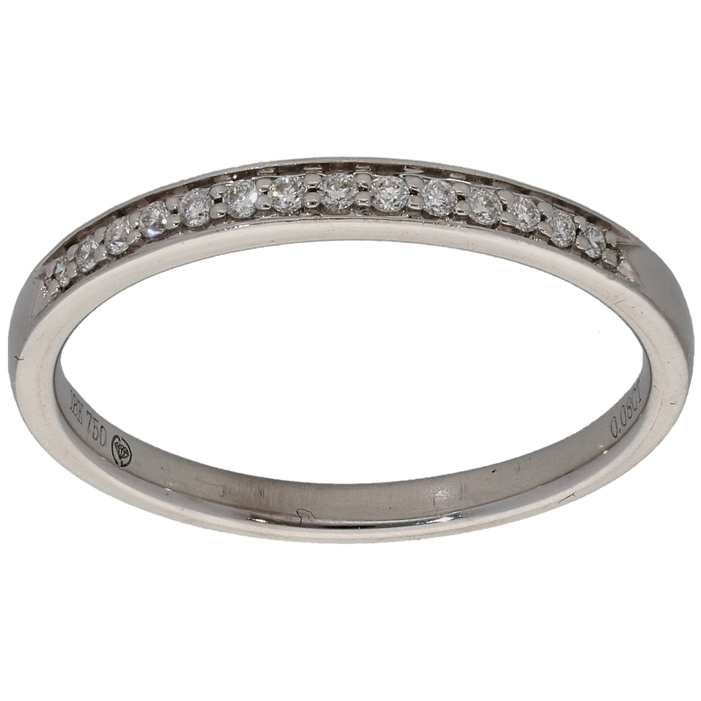 18ct White Gold 0.08ct Diamond Half Eternity Ring Size M