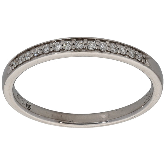18ct White Gold 0.08ct Diamond Half Eternity Ring Size M