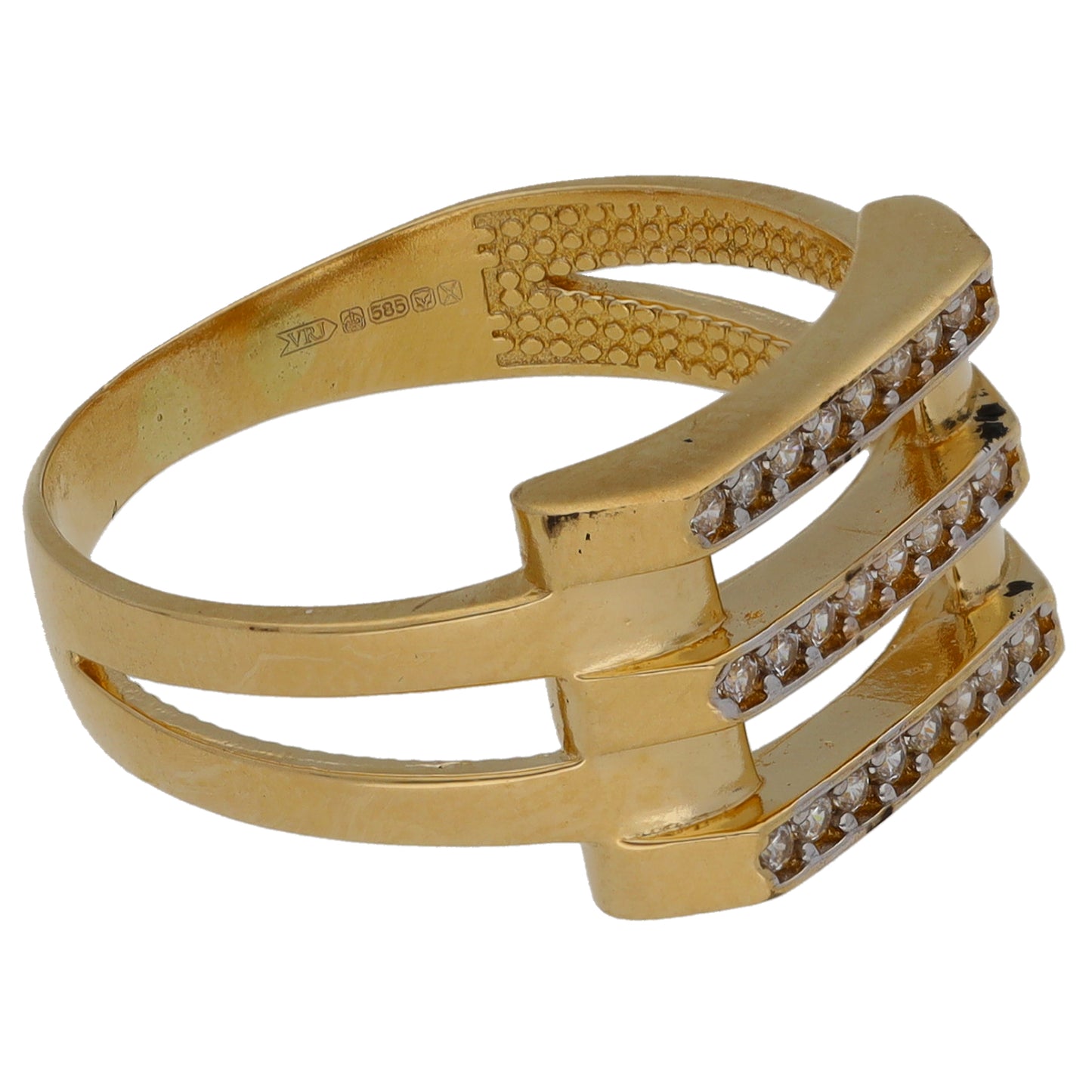 14ct Gold Cubic Zirconia Dress/Cocktail Ring Size O