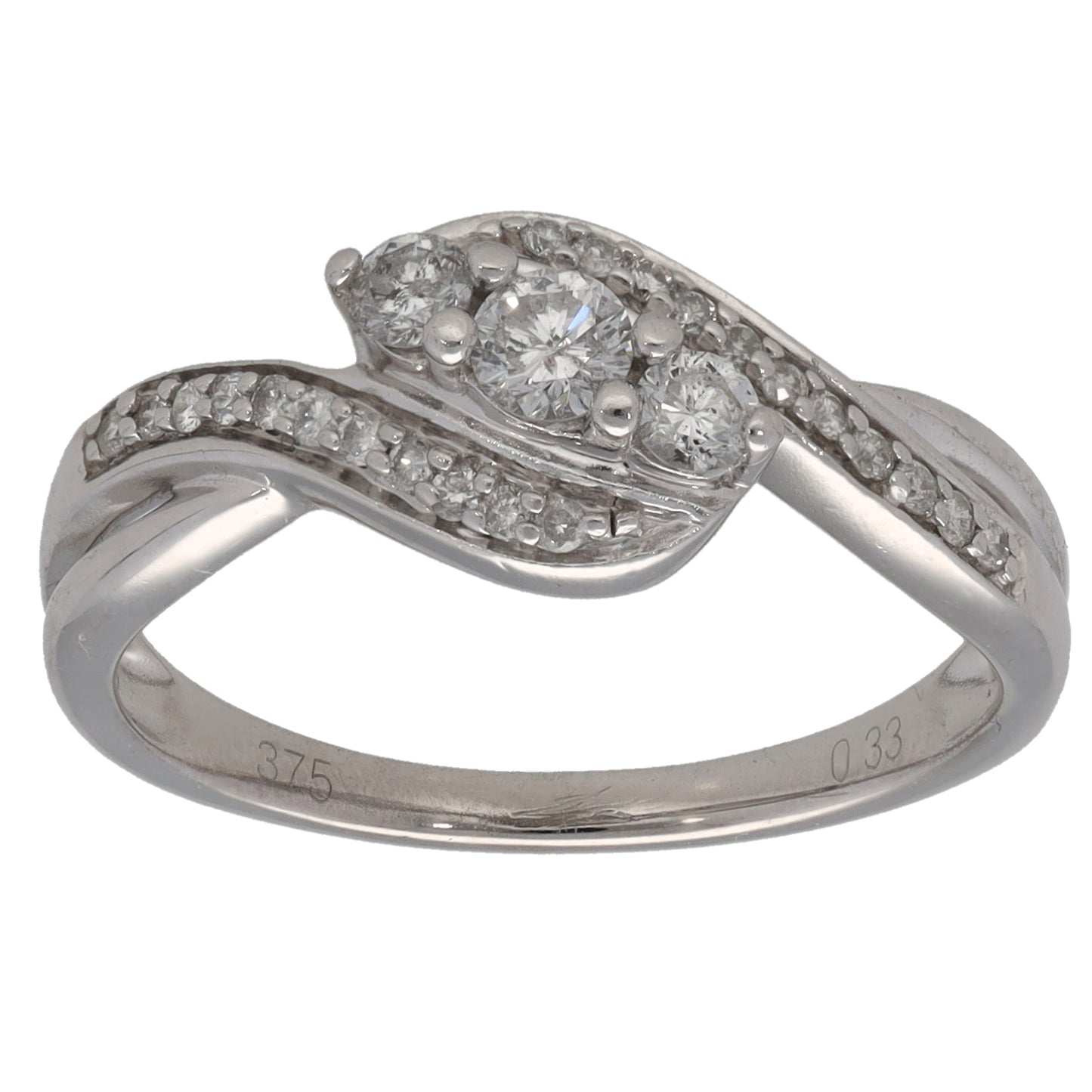 9ct White Gold 0.33ct Diamond Dress/Cocktail Ring Size M